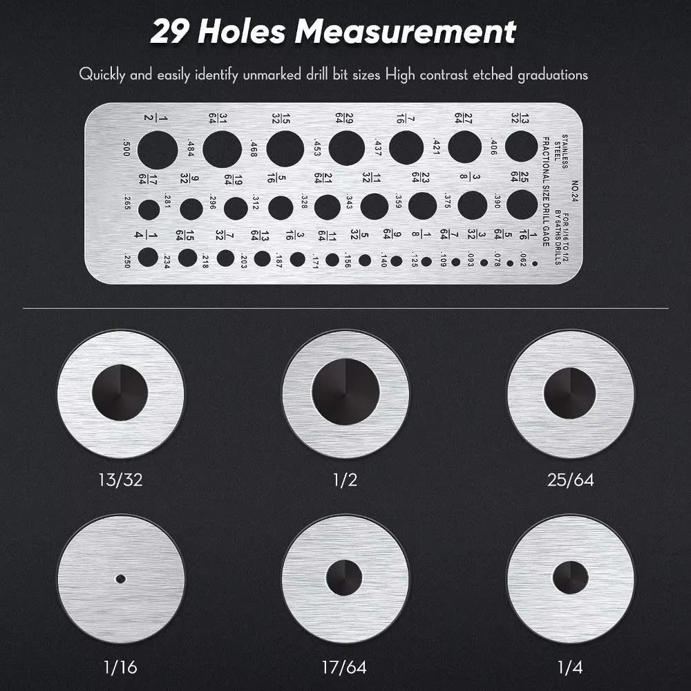29 Holes Bolt Wire Drill Gauge Multifunctional Screw Gauge Card Drill Template Gauging