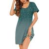 Womens Summer Dresses Short Sleeve Linen Casual T-Shirt Dresses Swing Beach Midi Dress Sundresses With Pockets