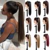 Synthetic Ponytail Hair Pieces Heat Resistant Fiber Straight Ribbon Clip In Hair Extension 17 Colors Brown Black