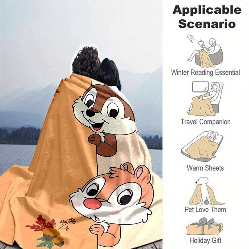 1pc. Autumn Leaves and Acorns Cartoon Blanket, Seasonal Decorative Throw for Home, Soft Flannel Throw Blanket, Versatile & Cozy for Bedroom,