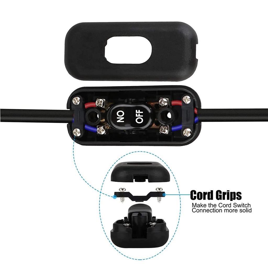2pcs Inline Cord Button Switch In Line Cord Appliance Switch 6A 250V Lamp Cord Rocker Switch for Lamp On Off Switch
