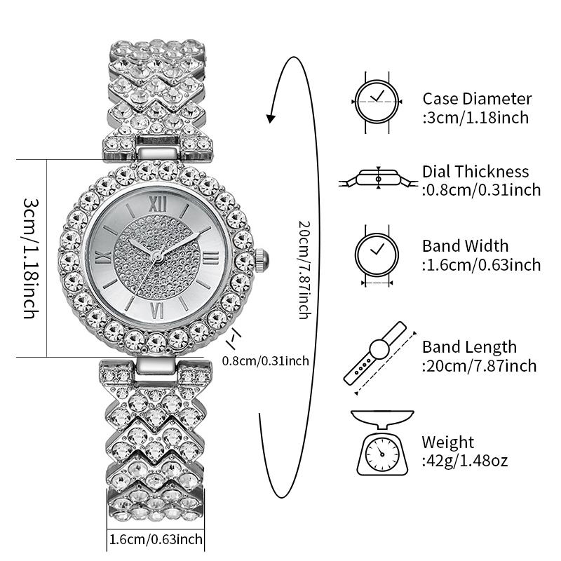 Xiaomi 6PCS Elegant Women Watches Jewelry Set Fashion Rhinestone Bracelet Strap Ladies Wristwatch Reloj Mujer Girls Clock(Without Box)