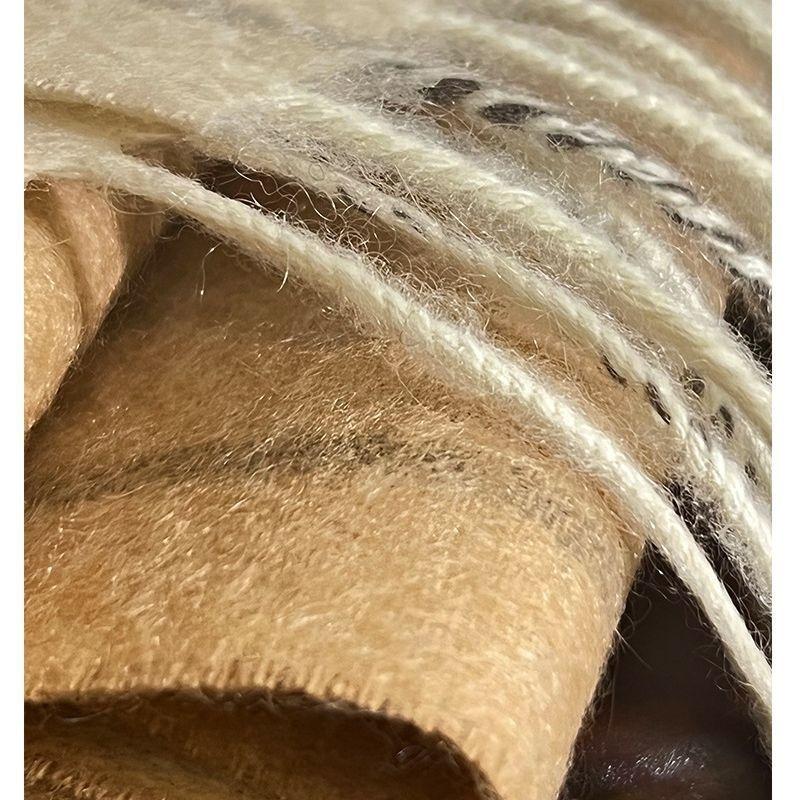 Autumn and Winter Double-line Water Ripple 100 Cashmere Scarf Women's Light Luxury High-end Narrow Scarf Warm Versatile Shawl