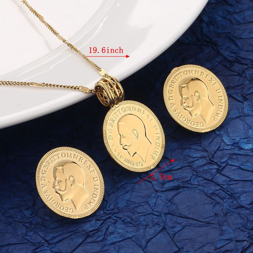 Ожерелья с подвесками в виде монет, серьги, Франция Lecoqgaulois, старые французские модные комплекты ювелирных украшений с подвесками в виде монет