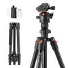 K&F CONCEPT 162cm/64.96in Portable Camera Tripod Stand Aluminum Alloy 8kg/17.6lbs Load Capacity