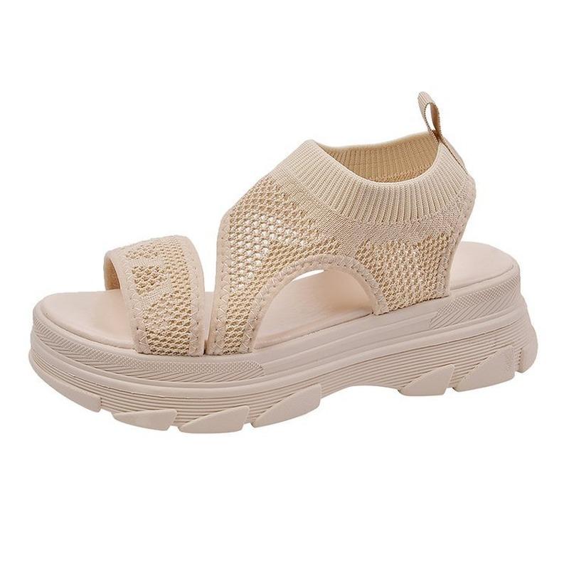 Босоножки на платформе, женские, лето 2022, модные туфли с открытым носком, женские, сетчатые, удобные, для вечеринок