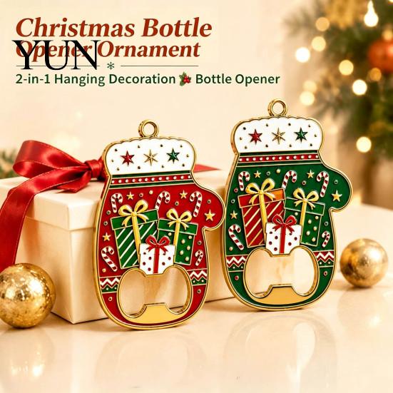 Holiday Kitchen Gadget Accessories Christmas Glove Bottle Opener, Shape Remover with Magnetic Backing, Decorative Tool for Fridge Durable Zinc