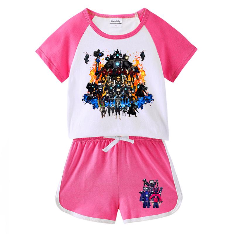 Летний наряд для детей 2026: Короткая футболка и шорты для мальчиков и девочек - Повседневный спортивный комплект из двух предметов