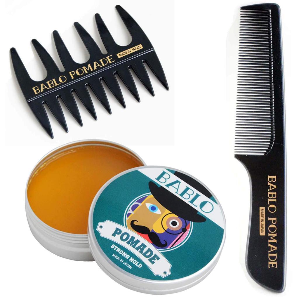 BABLO POMADE Strong Hold Pomade with Mesh Hair and Hair Grease Comb, Wax,