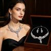 Colorful Rhinestone Necklace Earring Set Clavicle Chain Earring Set  Dress Accessories