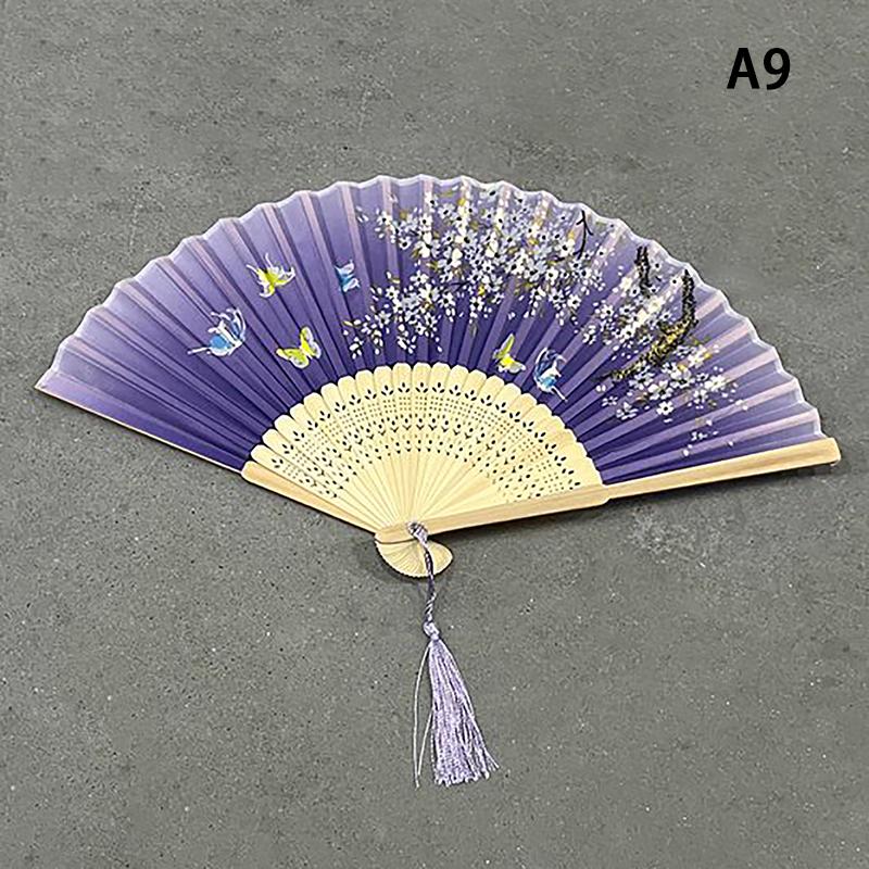 Винтажный стиль, шелковый складной веер, китайский японский узор, художественный ремесленный подарок, украшения для дома, танцевальный ручной веер