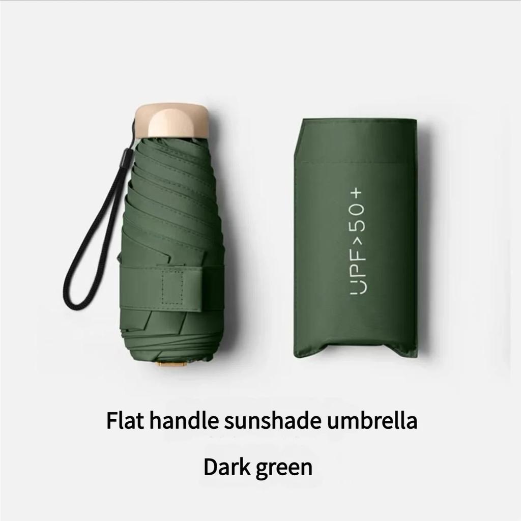 Ultra-Light Compact 5-Fold Women Umbrella, UPF50+ Sun Protection & All-Weather Use, Portable Black Coated Pocket Umbrella