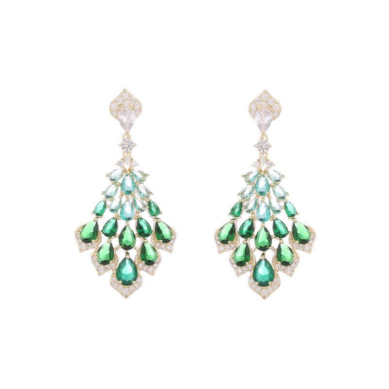 Сияющие циркониевые веерообразные серьги из серебра 925 пробы с иглами, элитные брендовые ювелирные изделия, длинные висячие серьги с каплями воды в форме цветка