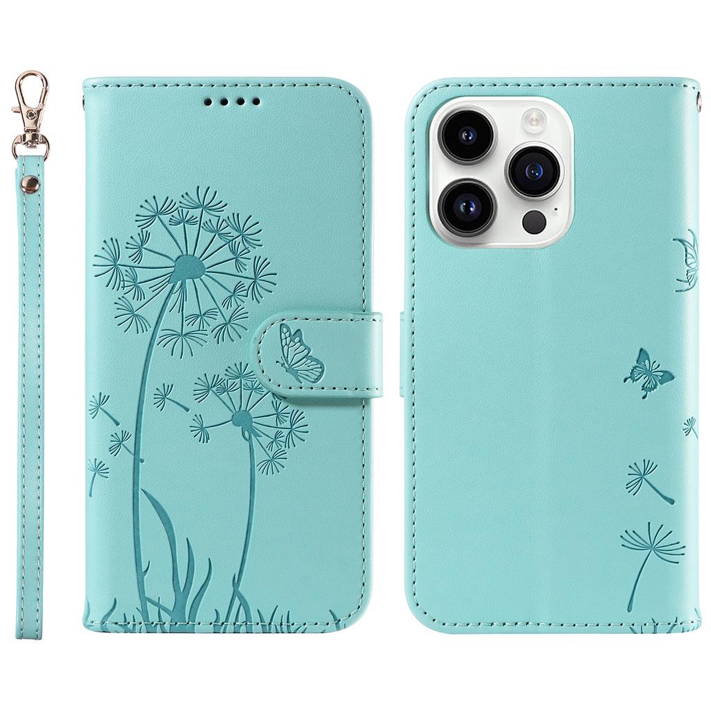 For iPhone 14 Pro Leather Case Wallet Phone Cover Dandelion Imprint