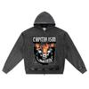 DTG Print Knitted Denim Zip-Up Hoodie Capitalism Unleashed Brother Print Zipper Hoodies