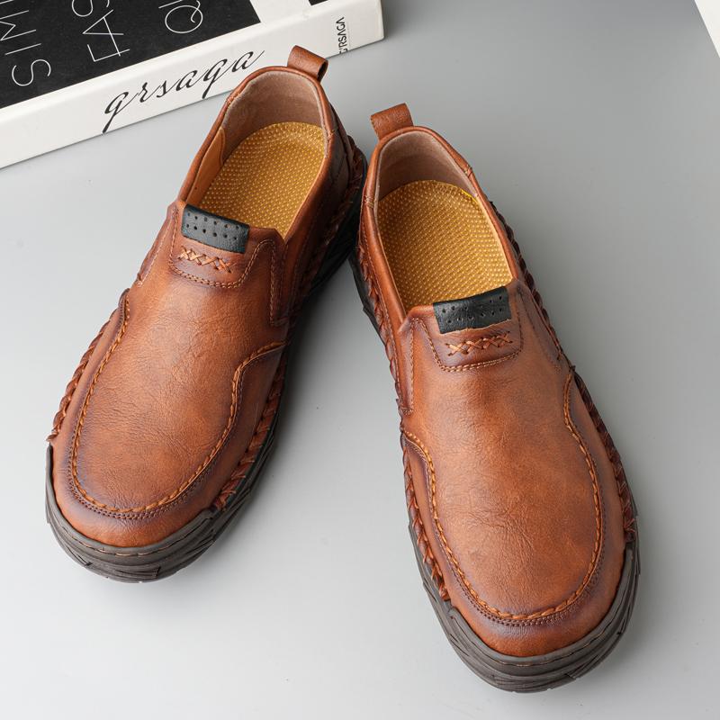 Мужская кожаная повседневная кожаная обувь большого размера с высоким берцем в стиле ретро, короткие сапоги