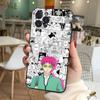 Милый Кот Мальчик Сайки Кусуо Чехол для Телефона Для IPhone 16 Pro Max 15 17 Plus 14 13 12 Mini 11 Черный Чехол