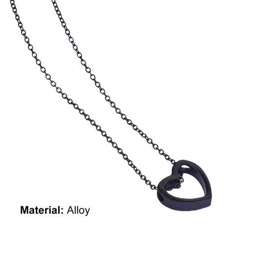 Women Necklace Hollow Out Heart Jewelry Long Lasting Bright Luster Pendant Necklace for Festival