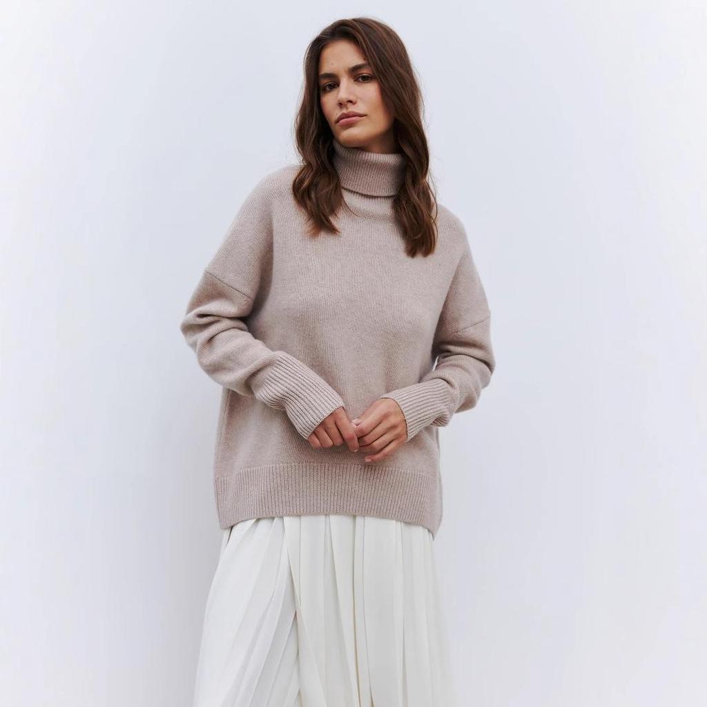 094 European & American High Neck Sweater: Women's Loose Knit for Autumn/Winter