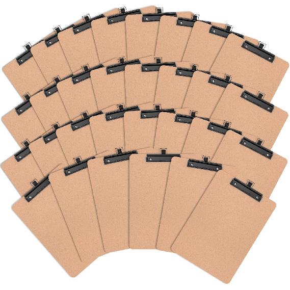 Набор из 2 деревянных планшетов с держателем для ручки, размер Letter 9 x 12,5'' для класса, студентов, детей, твердый планшет 8,5 x 11'' с низкопрофильным черным зажимом