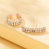 Row Double Fashionable Rhinestone Earrings Set With Asymmetric Design
