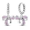 925 Silver Charms Colorful Bow Set Earrings Ring Beads Pendant for Women Bracelets Necklaces DIY Jewelry Gift