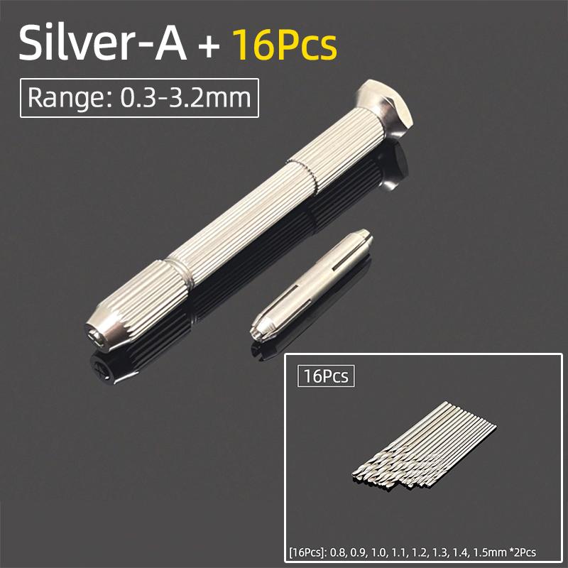 Мини-микро-алюминиевая двойная ручная дрель 0,3-3,2 мм, бесключевой патрон, ручные вращающиеся инструменты, ювелирные изделия, часы, сверление + спиральные сверла