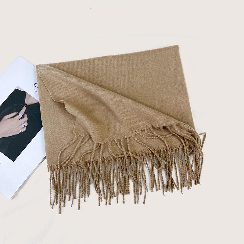 Autumn and Winter New Solid Color Scarf Imitation Cashmere Scarf Women's Warm Shawl Scarf