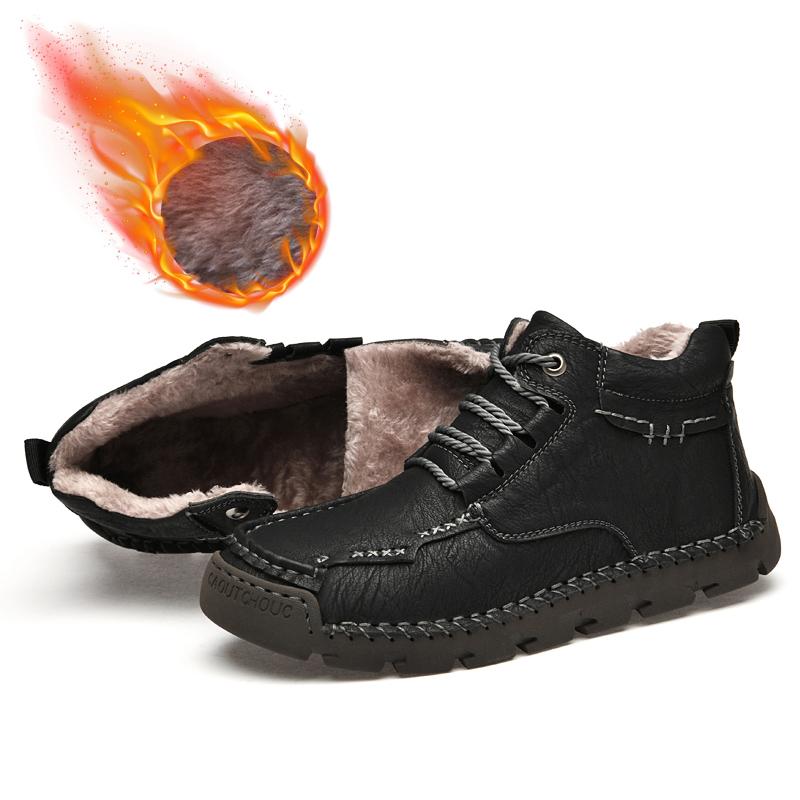 Handmade Split Leather Boots Men Shoes Comfortable Ankle Boots for Men Casual Shoes Large Size Tooling Shoes