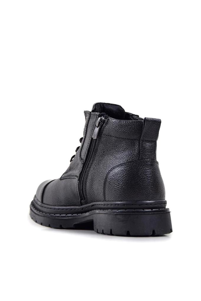 Men's Fashion Genuine Leather Flat Heeled Booties Black Boots. Shoes