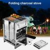 Portable Stainless Steel Wood Stove Outdoor Mini Folding Oven Charcoal Stove for Outdoor Camping Picnic Heating BBQ Grill