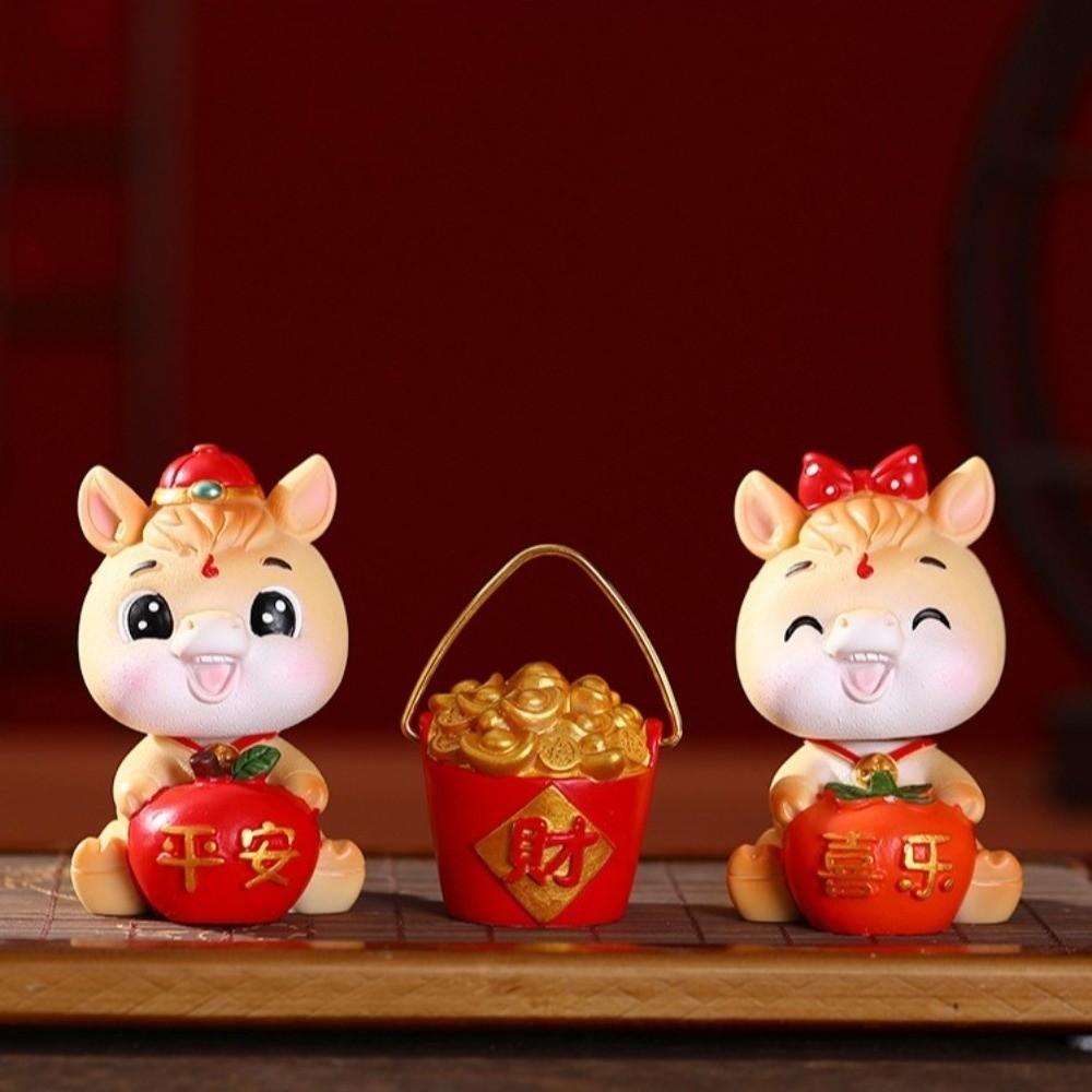 Resin Shaking Horse Ornament Cute Horse Year Mascot Festival Ornament  Office Table