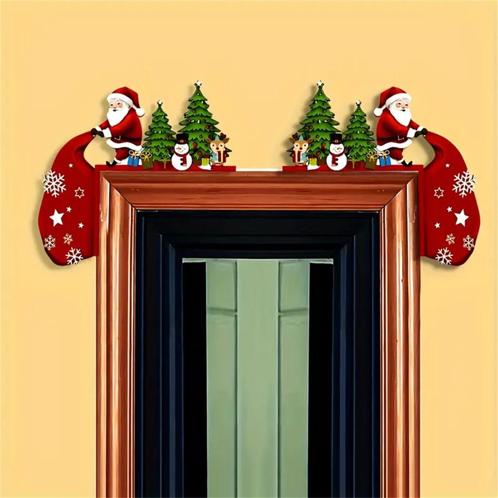 Christmas Door Frame Corner Wall Stickers, Elk,wooden Door Corner Decorations