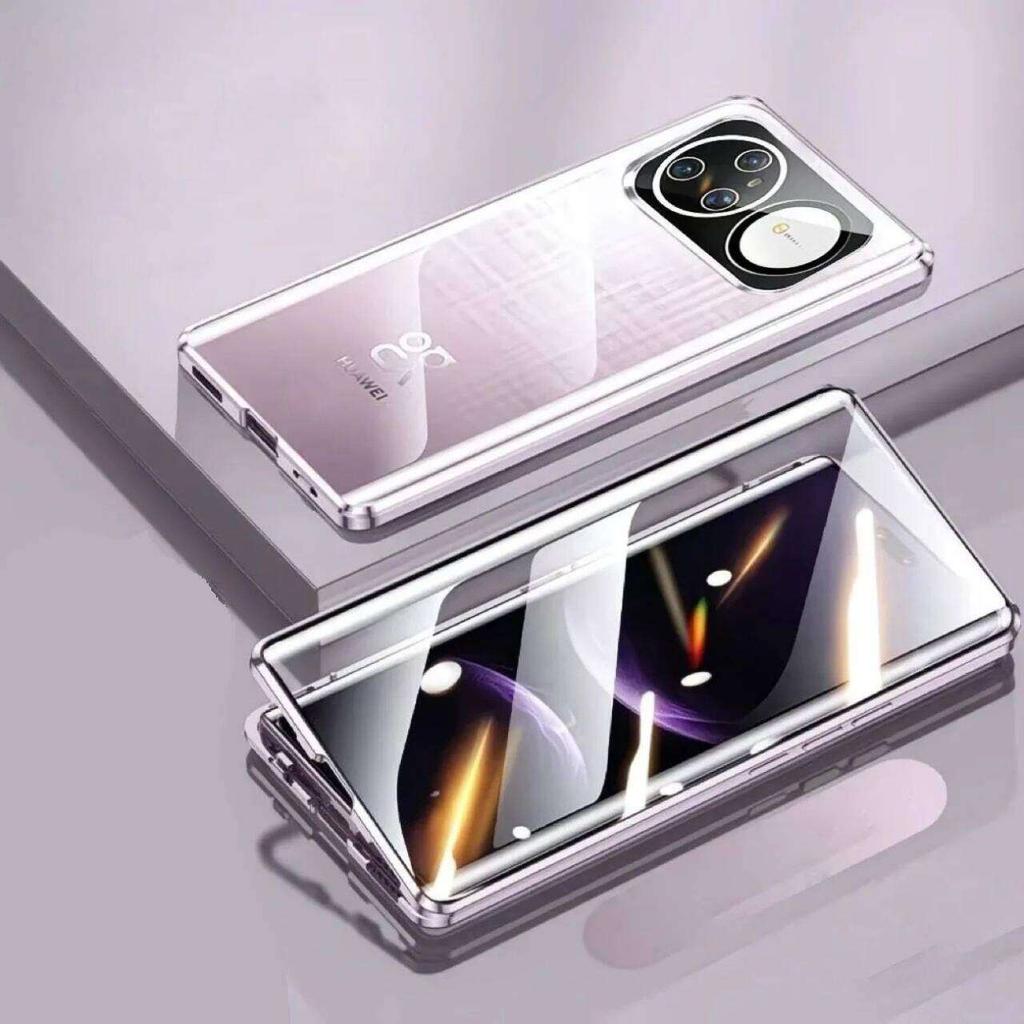 Магнитный чехол для Huawei nova15 nova 14 13 12 11 10 9 SE Pro Ultra с металлическим каркасом, двусторонняя крышка из закаленного стекла, бамперы для телефона