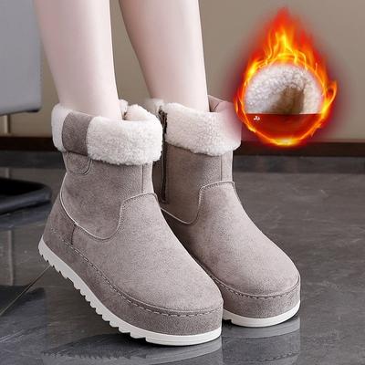 Женские зимние ботинки с утеплителем, классические хлопковые ботинки, новинка зимы, из замшевой кожи, нескользящие, с круглым носком, низкие ботильоны