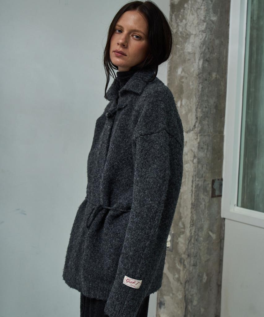 GRIDAJ Wool Blending String Jacket-Style Cardigan
