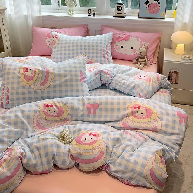 Washed Cloud Soft Cotton Duvet Cover Set Dorm Bedding Single Double Size
