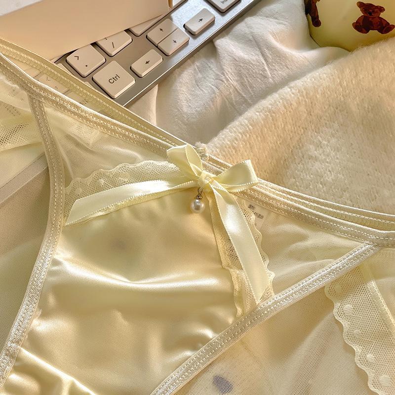 Сексуальные атласные трусики со средней посадкой, дышащие сетчатые кружевные трусики-треугольники для женщин