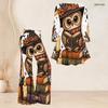 Women Plus Size Two Piece Set V Neck Three Quarter Sleeve Raccoon Pumpkin Printed Flared Top And Flared Pants
