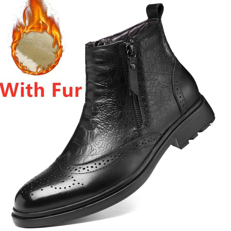 Мужские ботинки челси с крокодиловым узором, новые мужские зимние ботинки, модные ботильоны, деловые туфли, теплые мужские туфли-броги