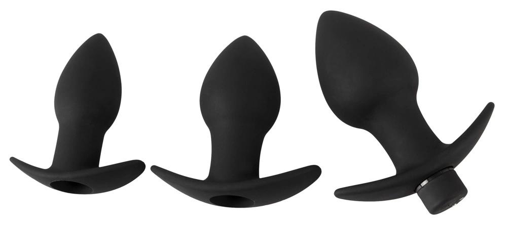 Black Velvets - Set of 3 Vibrating Anal Plugs Black