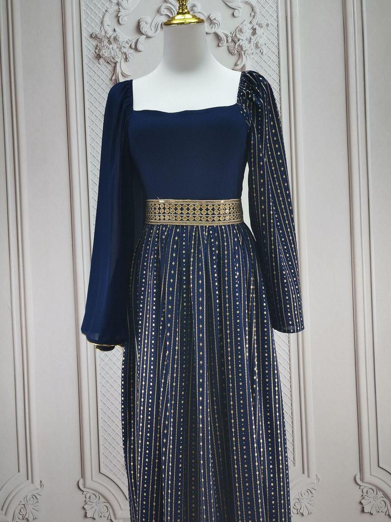 4067 Дубайская мода: Арабская роба нового стиля с европейским и американским тиснением фольгой и цветочным дизайном