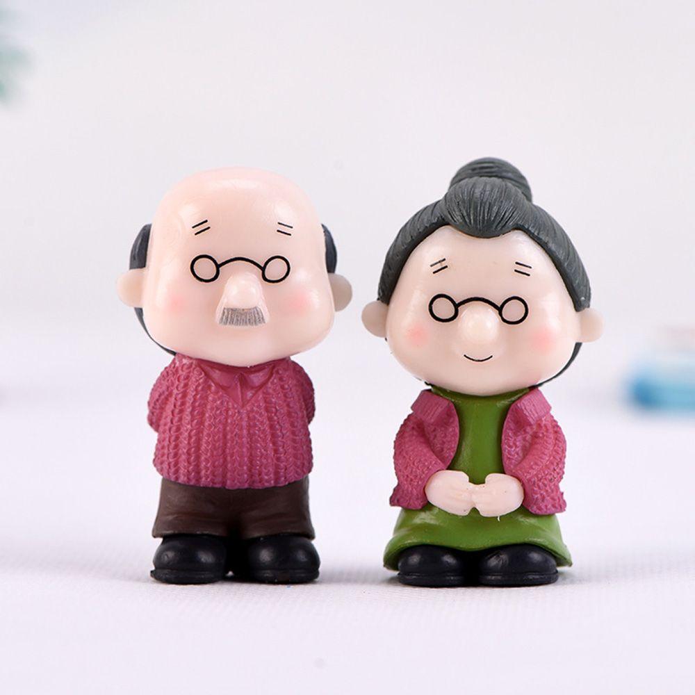 2/3Pc Sweety Lovers Home Micro Landscape Grandpa Grandma Miniatures Ornaments Christmas Decoration Fairy Garden Figurines