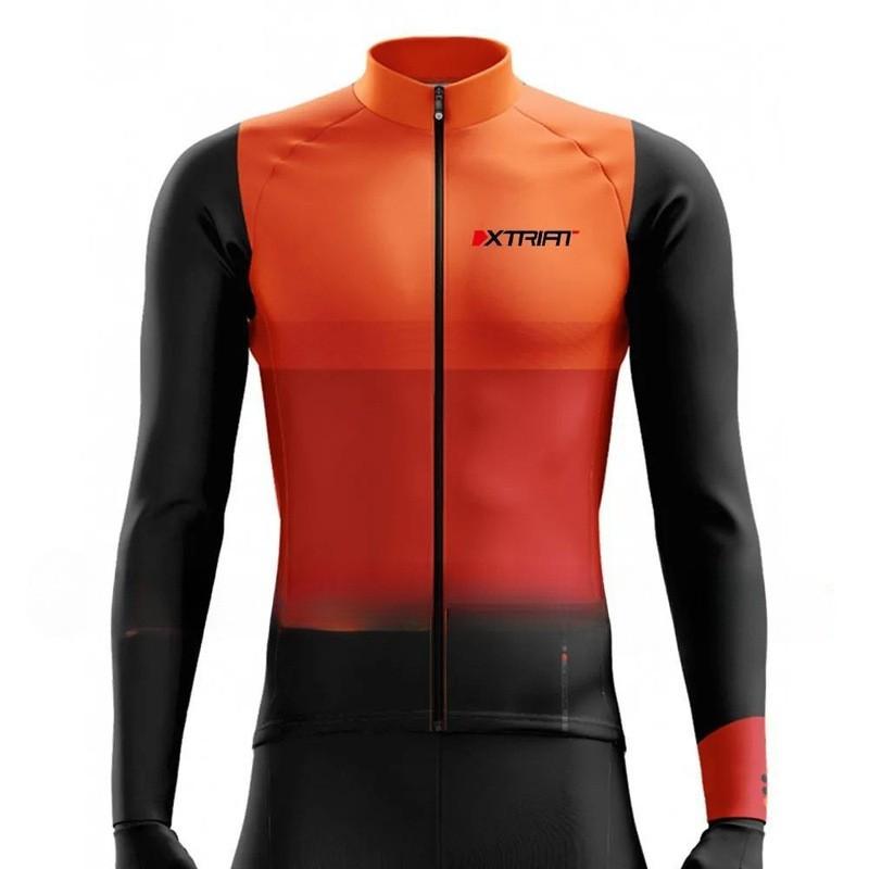 Mens Winter Thermal Cycling Jersey Long Sleeve Fleece Lined Windproof Bike Apparel Cold Weather Outdoor Riding