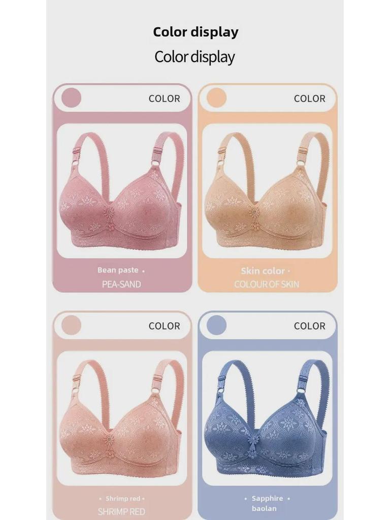 Большой жаккардовый бюстгальтер с тонкой чашкой, полностью закрывающий, без косточек, для людей среднего и пожилого возраста