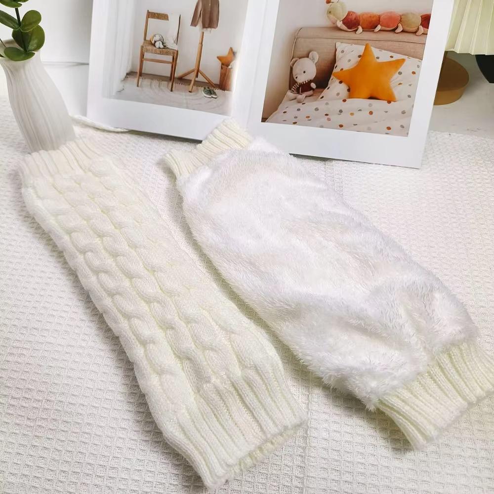 Knee Length Knitting Plush Pile Long Socks Crochet Jacquard Boot Leg Sleeve Foot Covers Winter