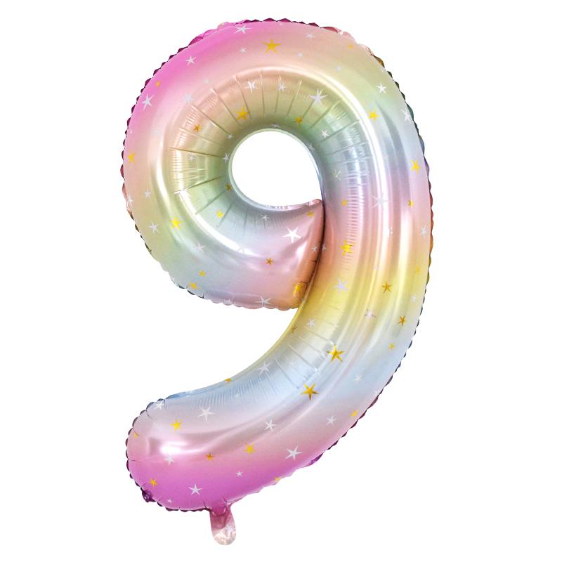40-дюймовый радужный фольгированный воздушный шар с цифрами 0-9, тема единорога, день рождения, воздушный шар для детей, первый день рождения, украшение для детского душа