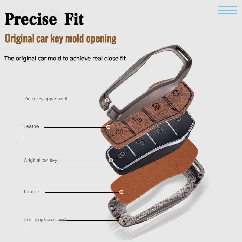Чехол для ключа для BYD Song Plus Atto 3 Han EV Tang DM Qin Seal Dolphin Leather Metal Remote Fob Holder Keychain Car Accessories