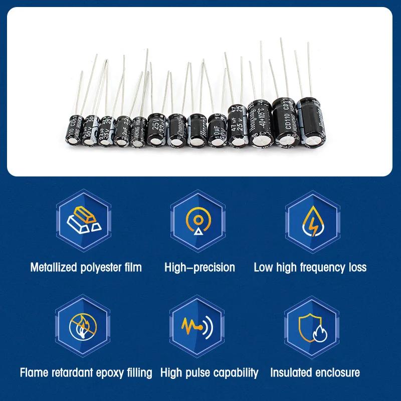 120pcs Electrolytic Capacitor 12 Values 1uF-470uF DIP Electrolyte Capacitors 16V 25V 50V Aluminum Electrolytic Capacitor Kit