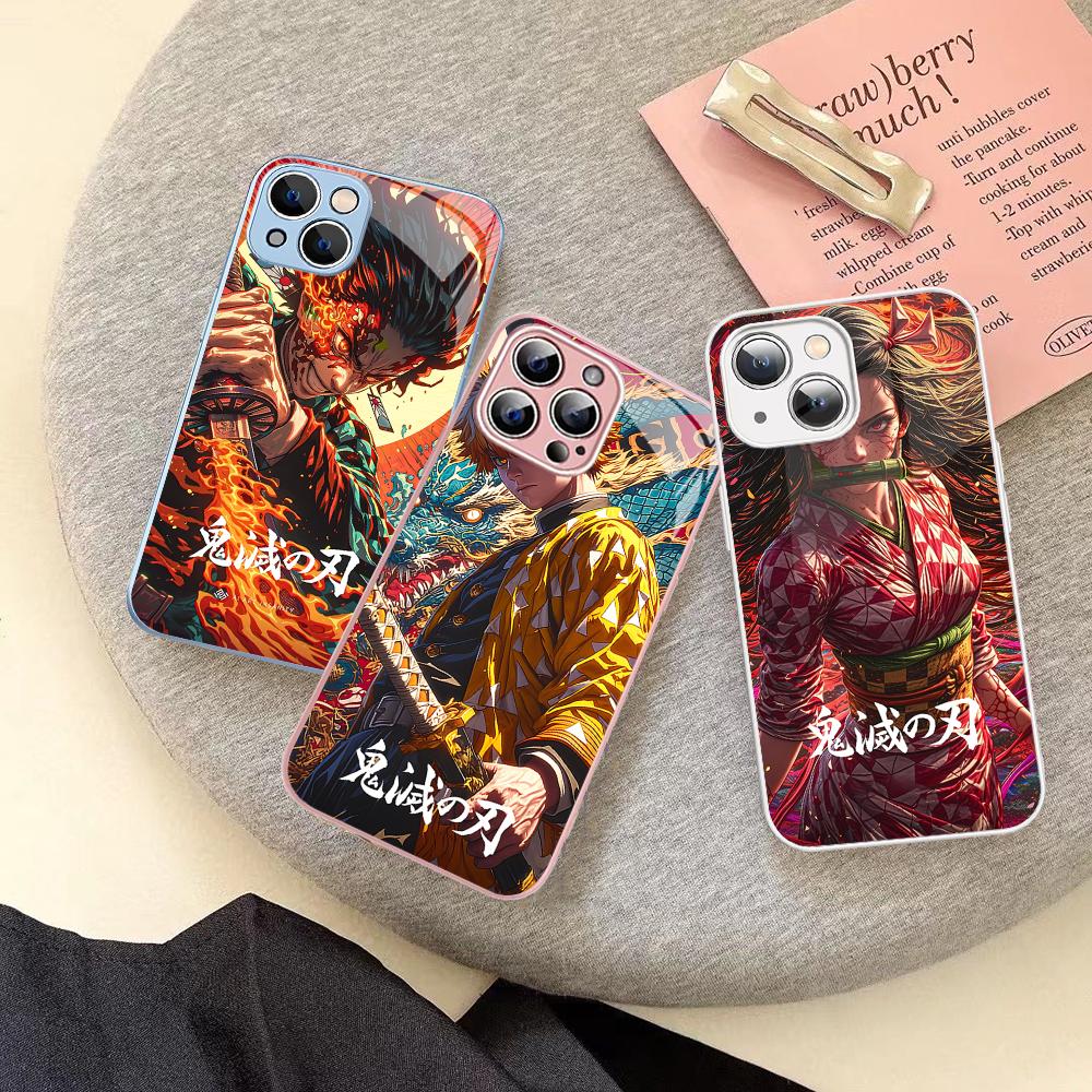 Demon Slayer Phone Case Tempered Glass For iPhone 18 14 13 12 11 Pro Mini XS MAX 14Plus X XS XR Fundas
